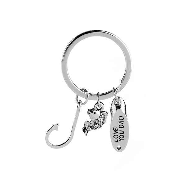 I Love You Dad Fishing Keychain