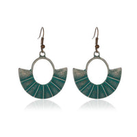 Turquoise Retro Fan Drop Earrings