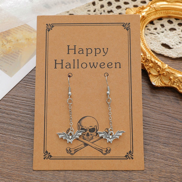 Bat Earrings Halloween Card