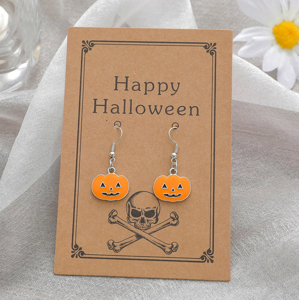 Pumpkin Earrings Halloween Card