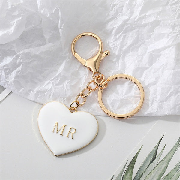 White Heart Mr. Keychain