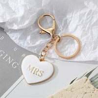 White Heart Mrs. Keychain