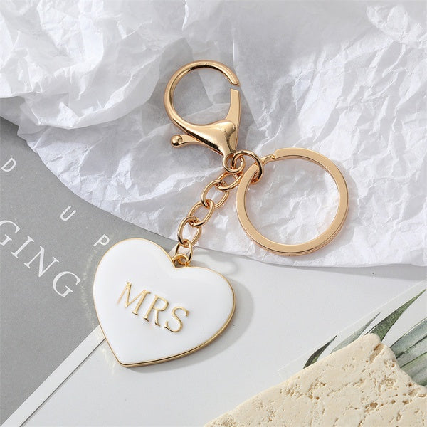 White Heart Mrs. Keychain