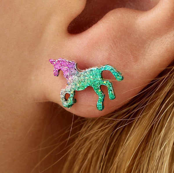 Rainbow Unicorn Stud Earrings
