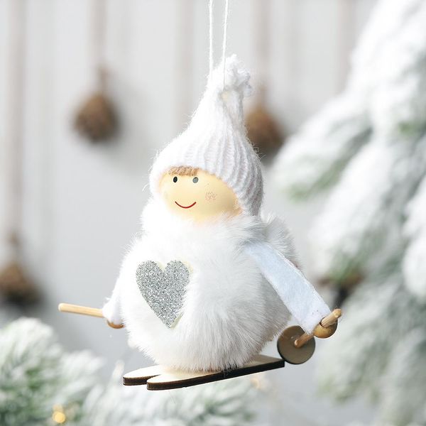 Skiing Ornament - White