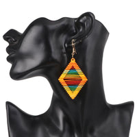 Yellow Diamond String Art Earrings