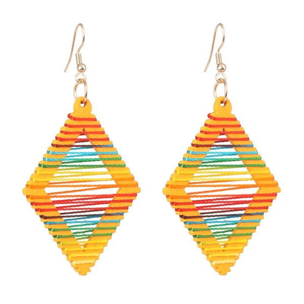 Yellow Diamond String Art Earrings