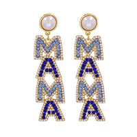 Blue Rhinestone Mama Earrings