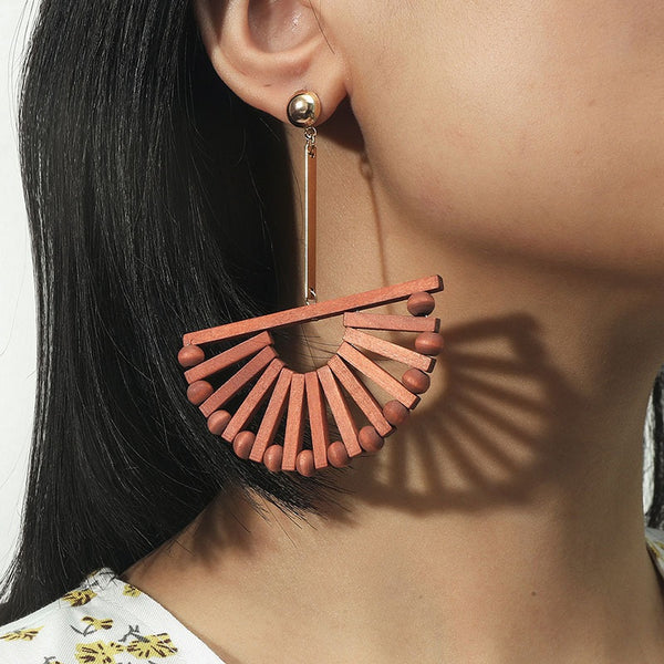 Wooden Half Circle Earrings