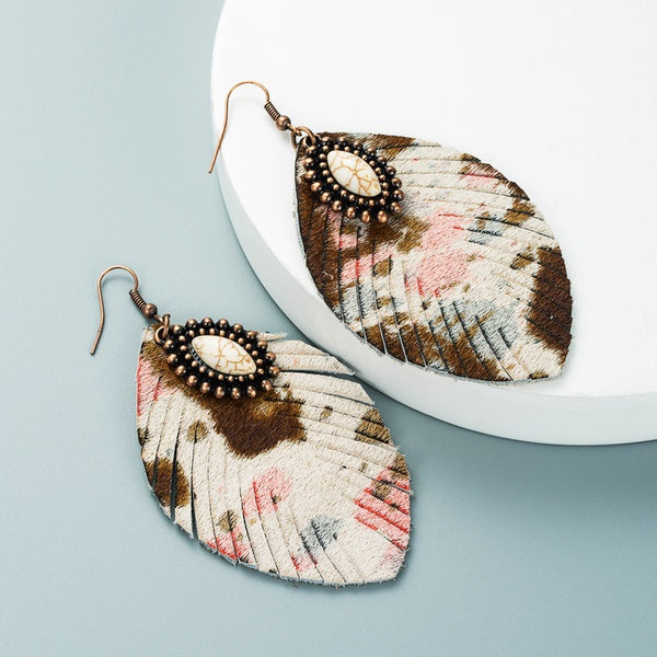 Boho Leaf With White Gem Accent