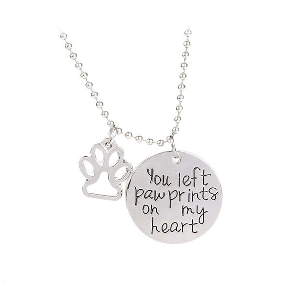 Paw Print On Heart Necklace