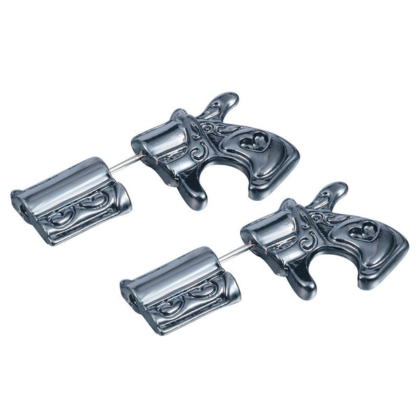 Silver Pistol Stud Earrings