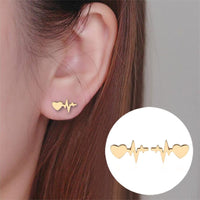 Gold Heartbeat Earrings
