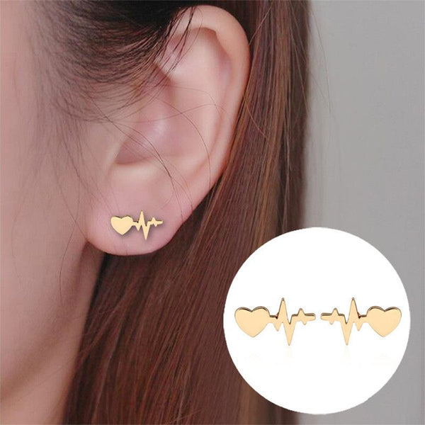 Gold Heartbeat Earrings
