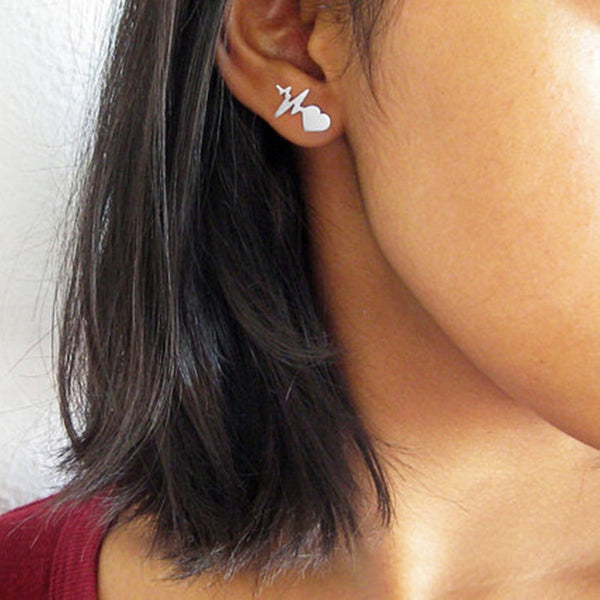 Silver Heartbeat Earrings