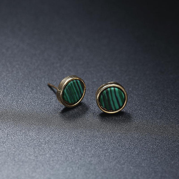 Green & Gold Round Earrings