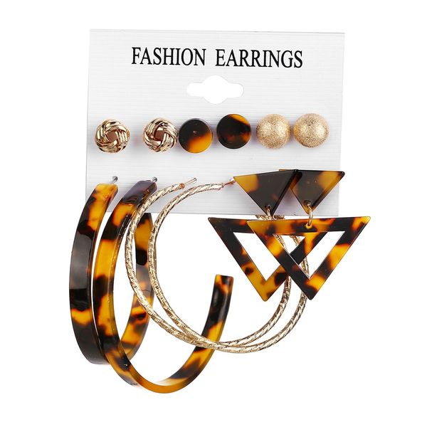 Tortoise Print Earring Set