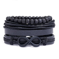 Black Leather Infinity Bracelet