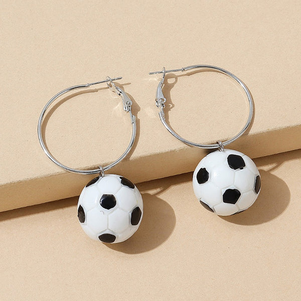 Soccer Ball Hoop Earrings