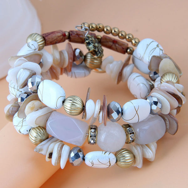 White Beaded Boho Bracelet