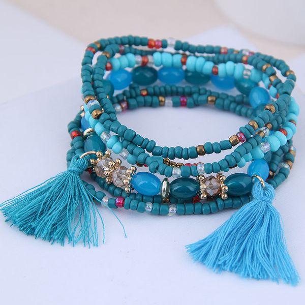 Turquoise Tassel Bracelet Set