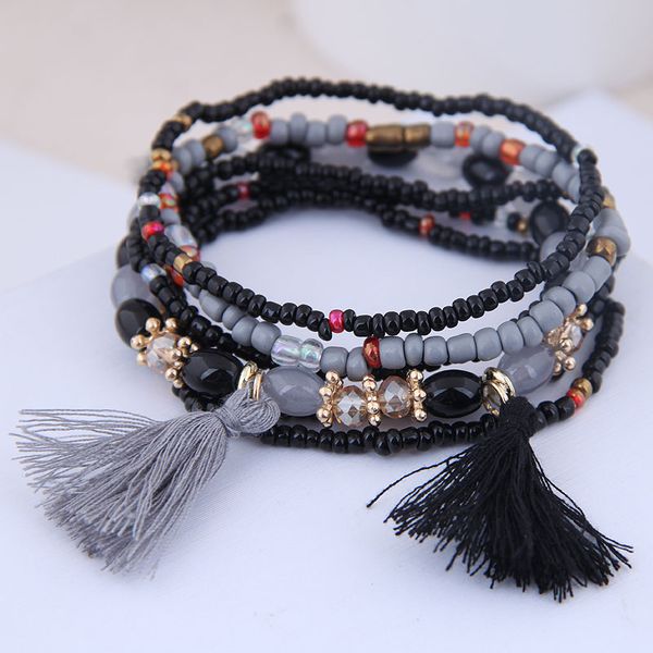 Black Tassel Bracelet Set