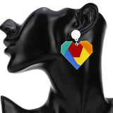 Rainbow Puzzle Heart Earrings