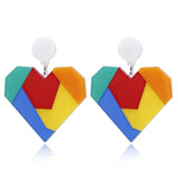 Rainbow Puzzle Heart Earrings