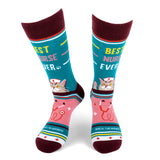 Women's Best Nurse Ever - Health Care Hero Cat - Novelty Socks