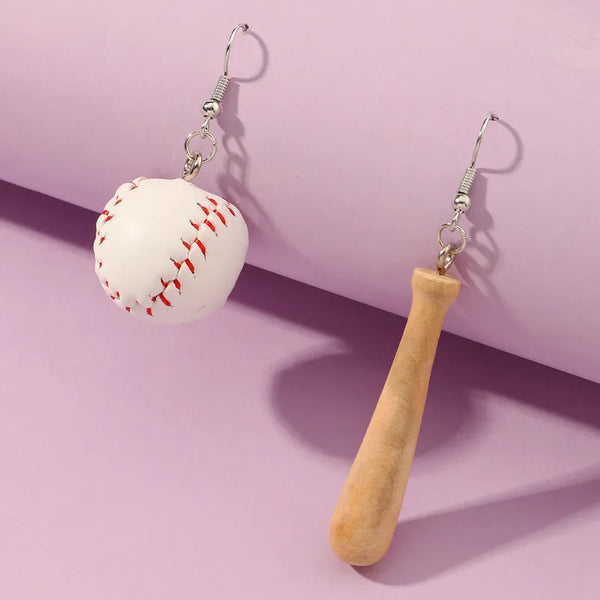3D Baseball & Bat Earrings