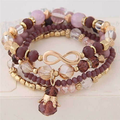Mauve Beaded Infinity Bracelet