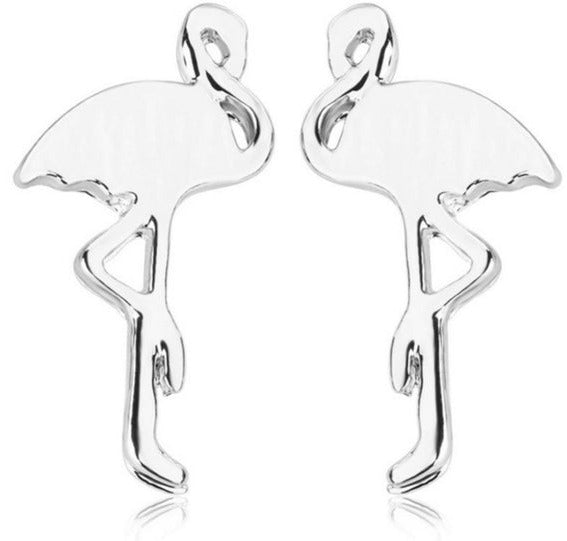Silver Flamingo Earrings