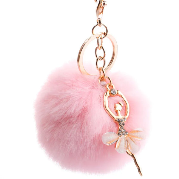 Ballerina Pom Pom Keychain